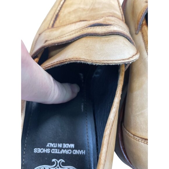 Calzoleria Toscana Handcrafted Mens Italian Leather Tan Loafers Sz 11 SKU 9479 - Picture 10 of 16